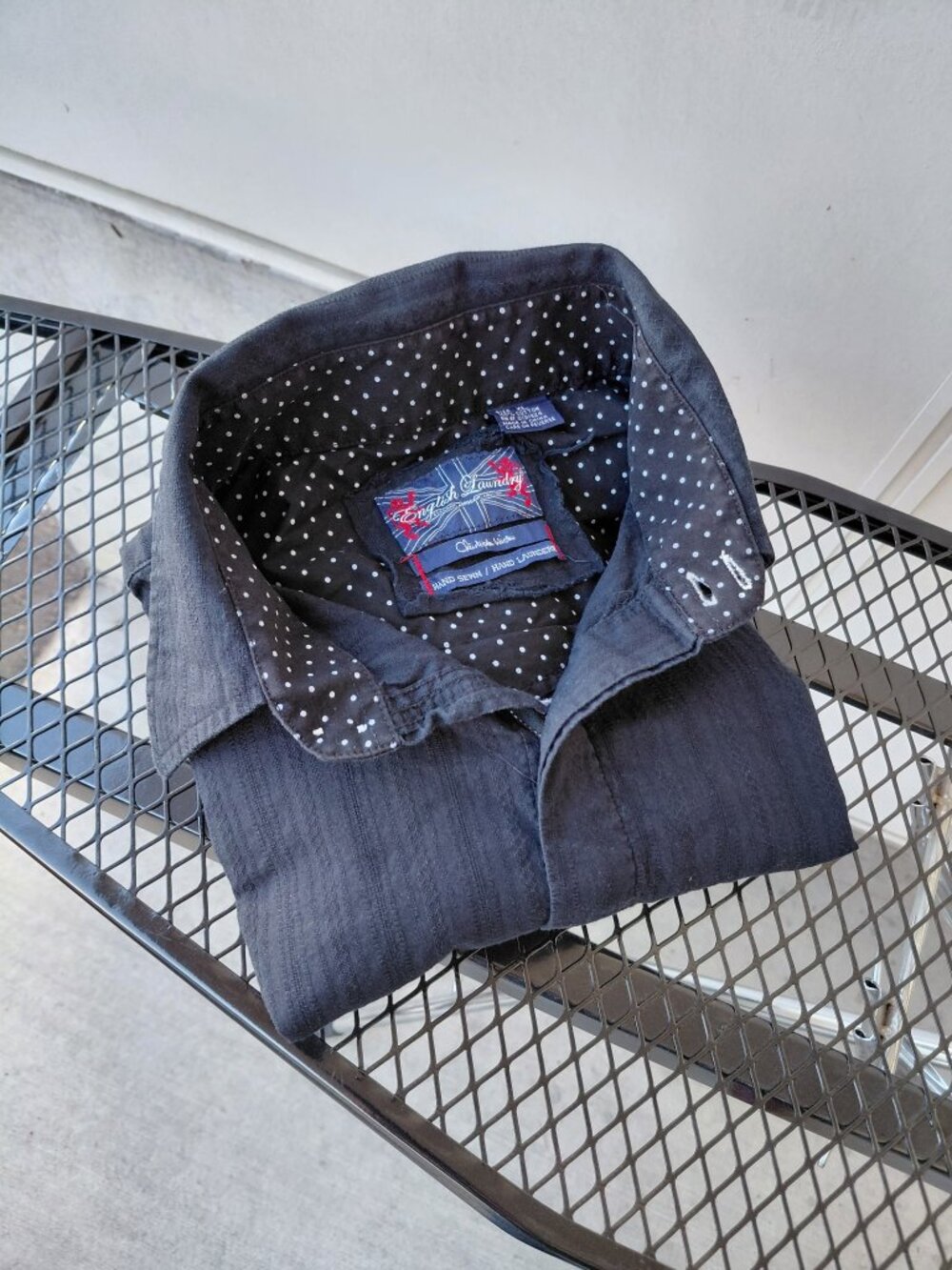 English Laundry Embroidered Button Up Shirt Black Royal Crest Men’s XL Y2K